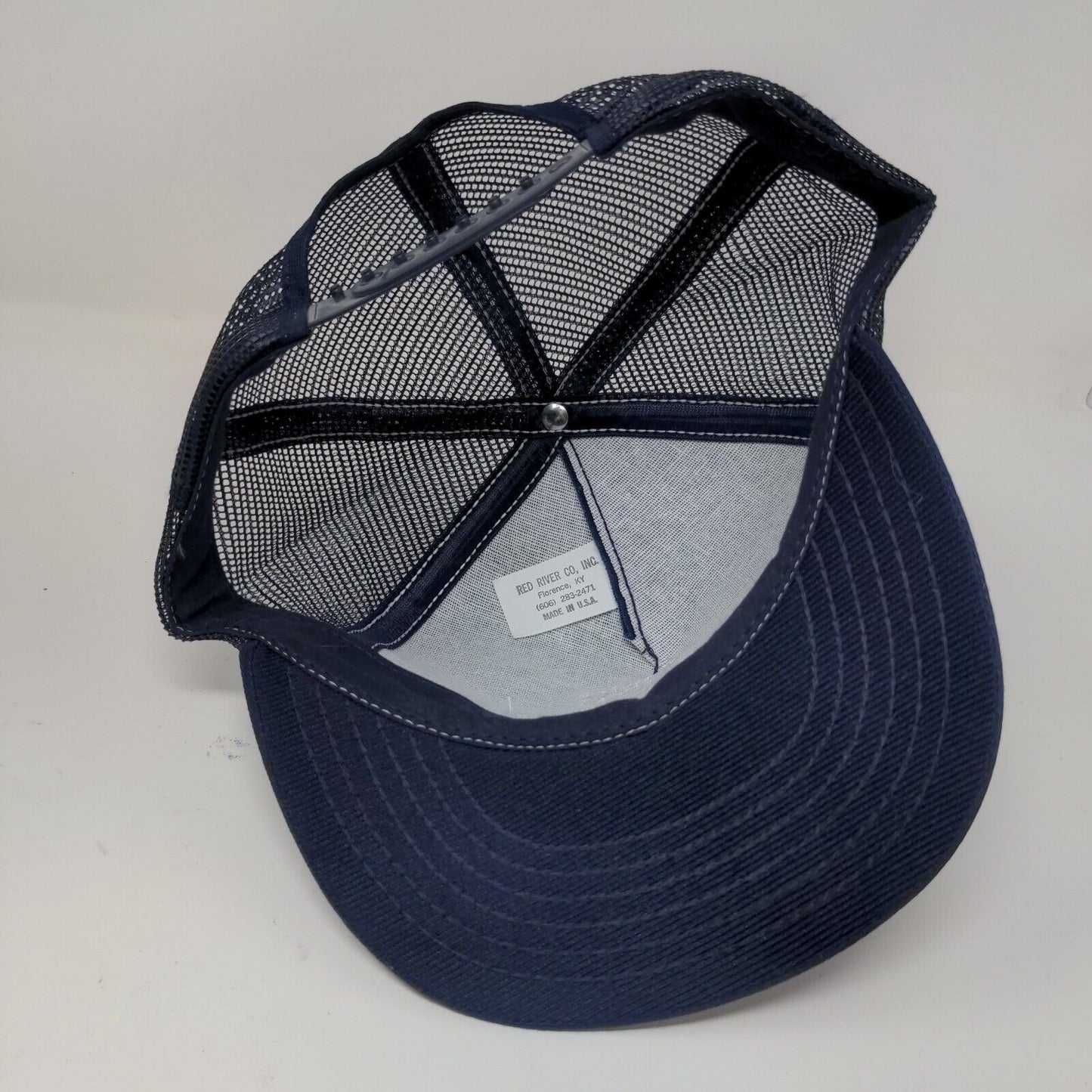 Joe's Junction Blue Snapback Meshback Hat Cap Made in USA Embroidered Spell Out