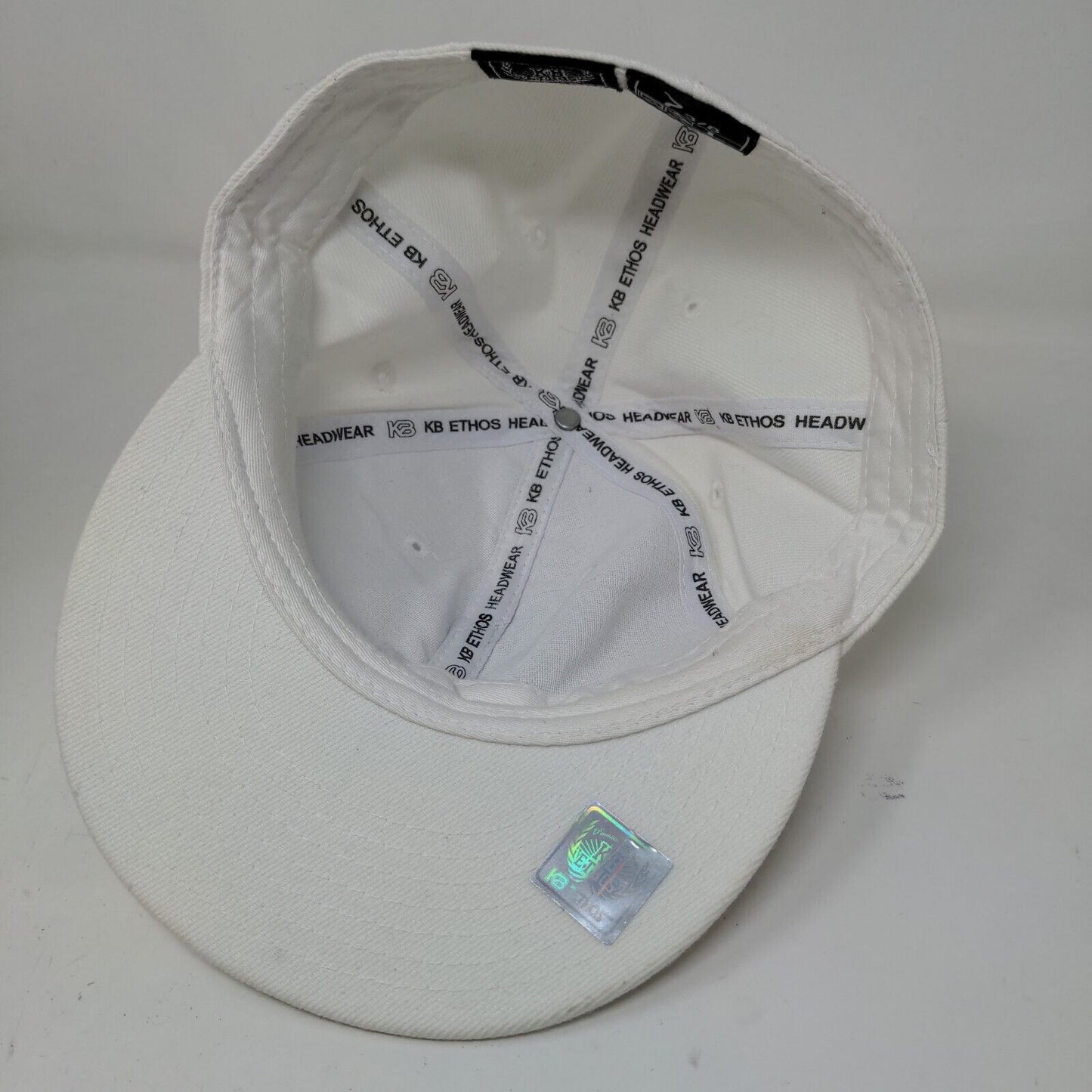 KB Ethos Men's Fitted Hat White Size L 7 3/8 Blank W/Sticker