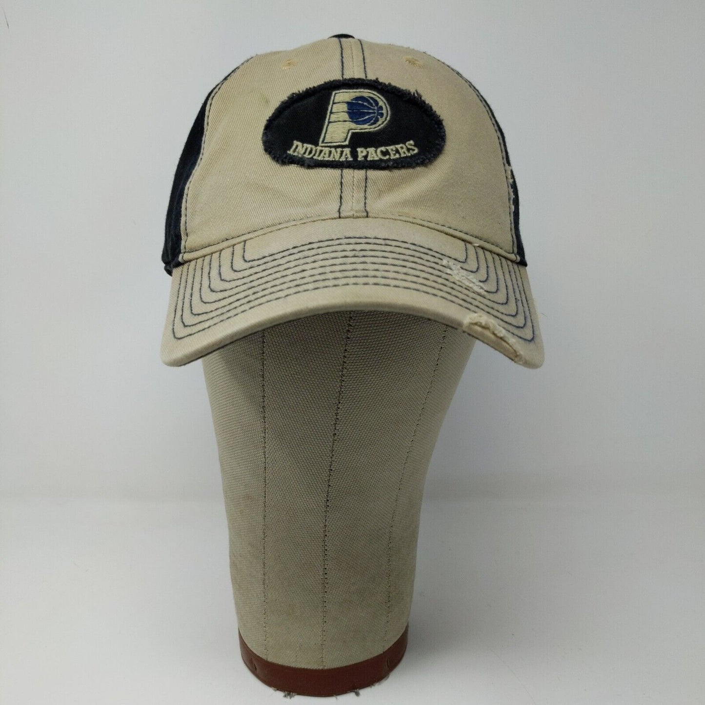 NBA Indiana Pacers Slideback Hat Embroidered Logo Tan Blue OSFA