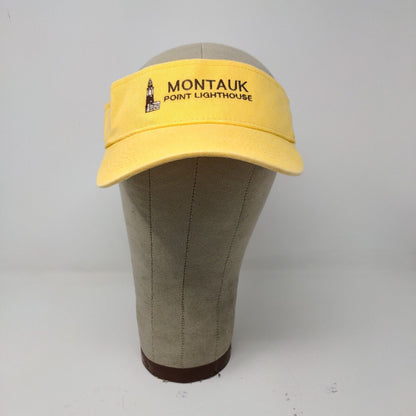Montauk Point Lighthouse Yellow Visor Strap Back Adjustable Otto Headwear OSFM