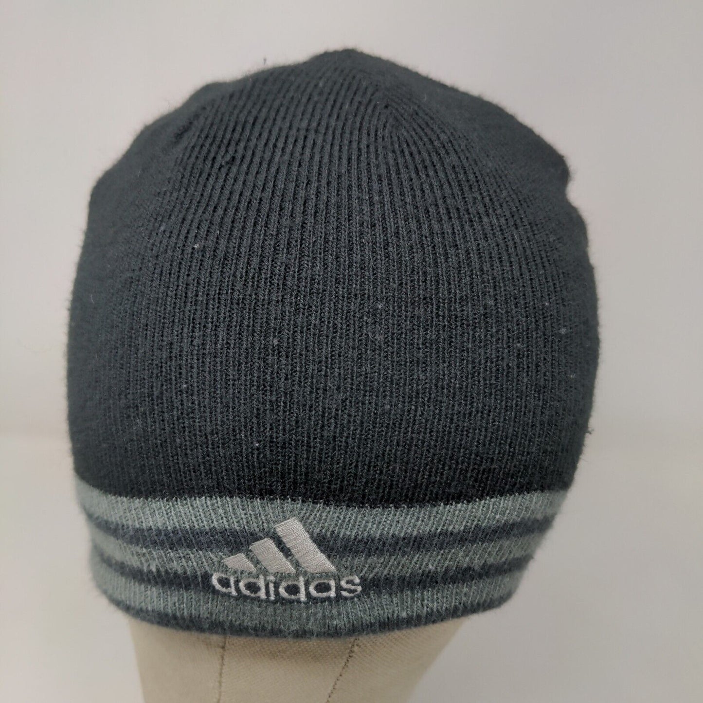 Adidas Climawarm Men's Beanie Hat Cap Black Gray Striped Knit