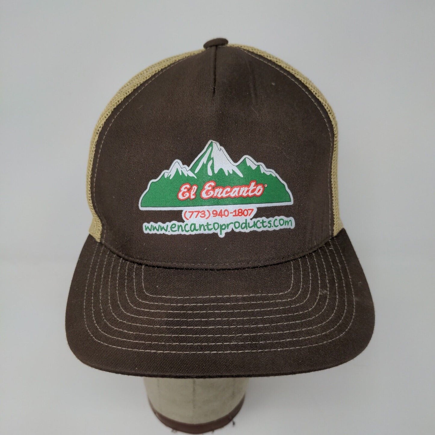 El Encanto Mens Mexican Food Distribution Meshback Snapback Hat Brown Adjustable