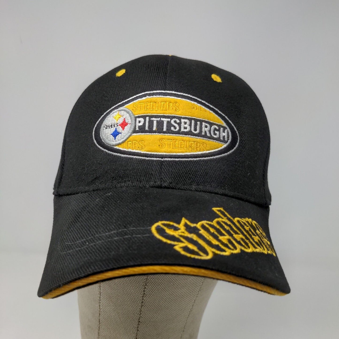 NFL Men's Strapback Pittsburgh Steelers Hat Embroidered Logo Black OSFA