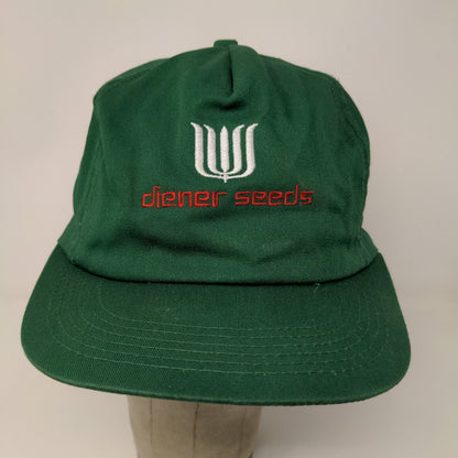 Diener Seeds Mens Snapback Hat Green Adjustable Embroidered Logo Farmer