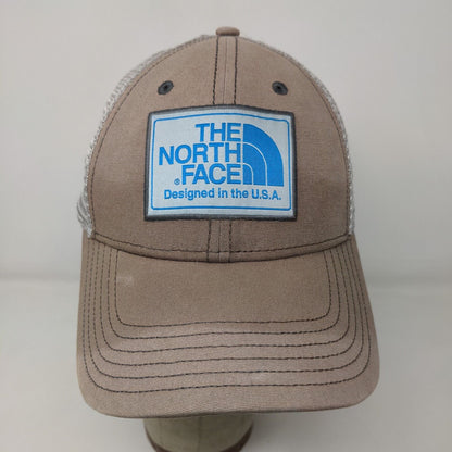 The North Face Men's Snapback Mesh Back Hat Tan Gray Patch Logo
