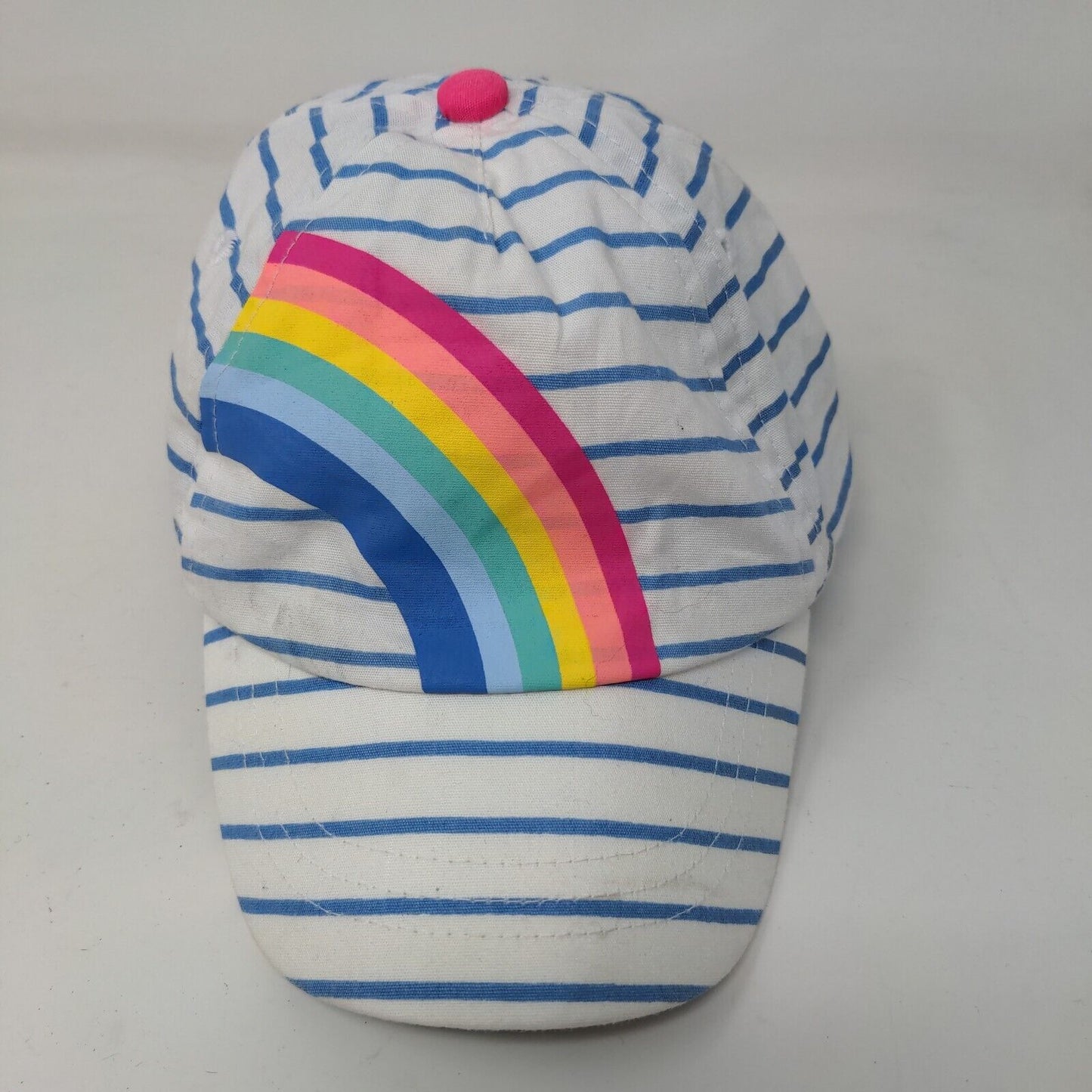 Unbranded Boy's Stretchy Hat Blue White Striped 100% Cotton Rainbow