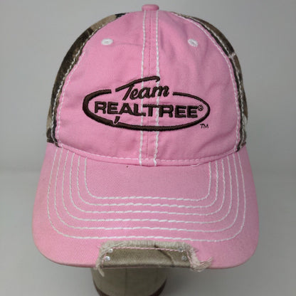 Team Realtree Women's Strapback Hat Pink Camo OSFA Embroidered Logo