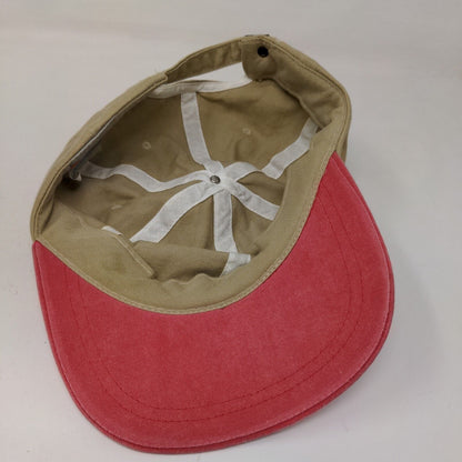 San Son Men's Slideback Hat Tan Red Size OSFA Blank Vent Holes Adjustable