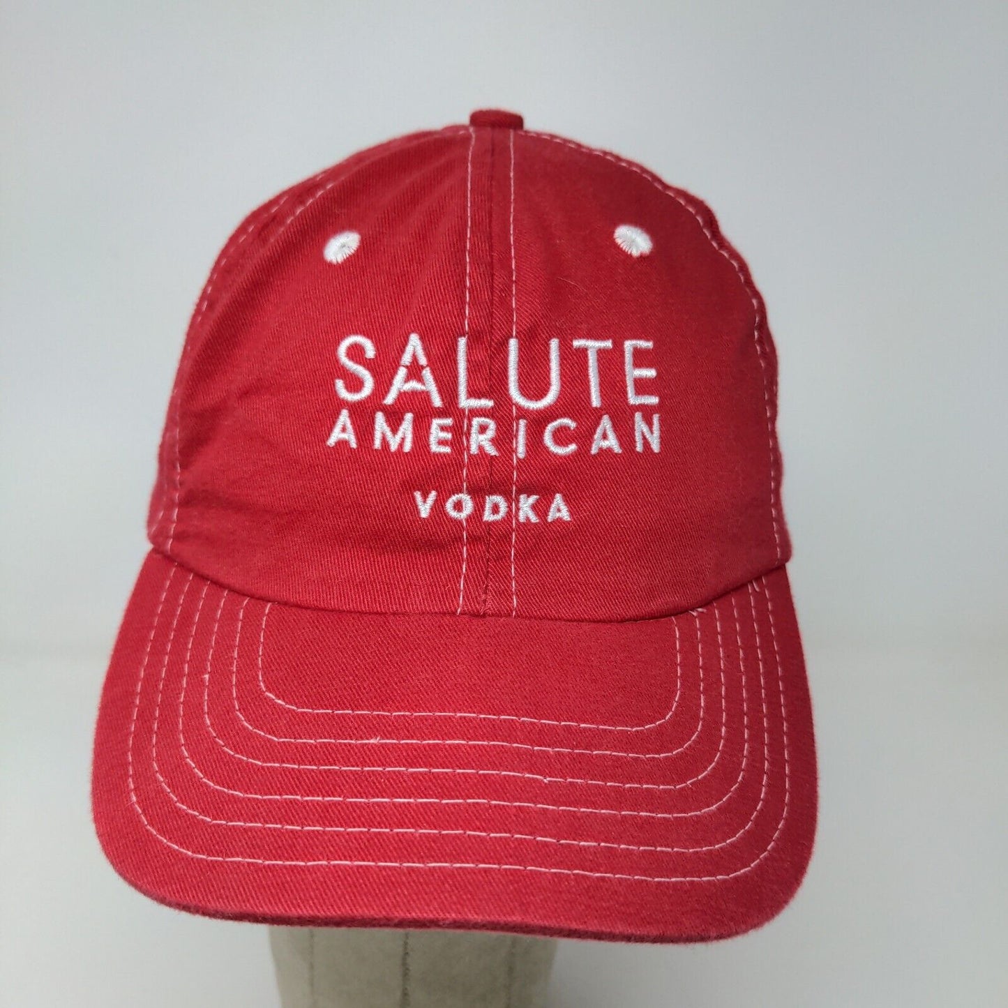 Cap America Men's Salute American Vodka Strapback Hat Red Embroidered Logo