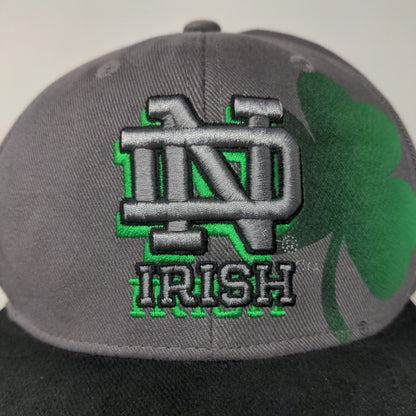Notre Dame Fighting Irish Snapback Hat Gray Black OSFA Embroidered Logo Clover