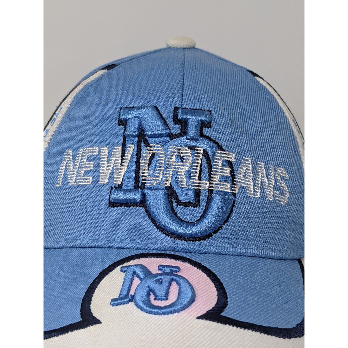 City Hunter New Orleans Strapback Adjustable Hat Cap Blue & White Embroidered