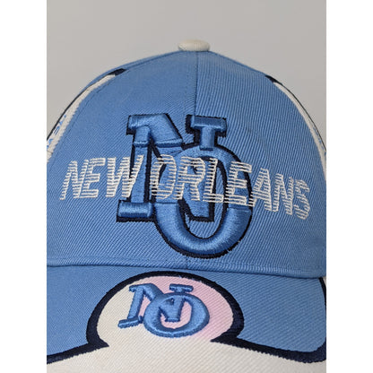 City Hunter New Orleans Strapback Adjustable Hat Cap Blue & White Embroidered