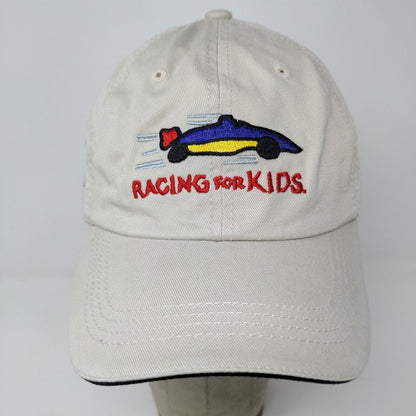 Racing for Kids Mens Strapback Hat Beige Adjustable Embroidered Car Logo