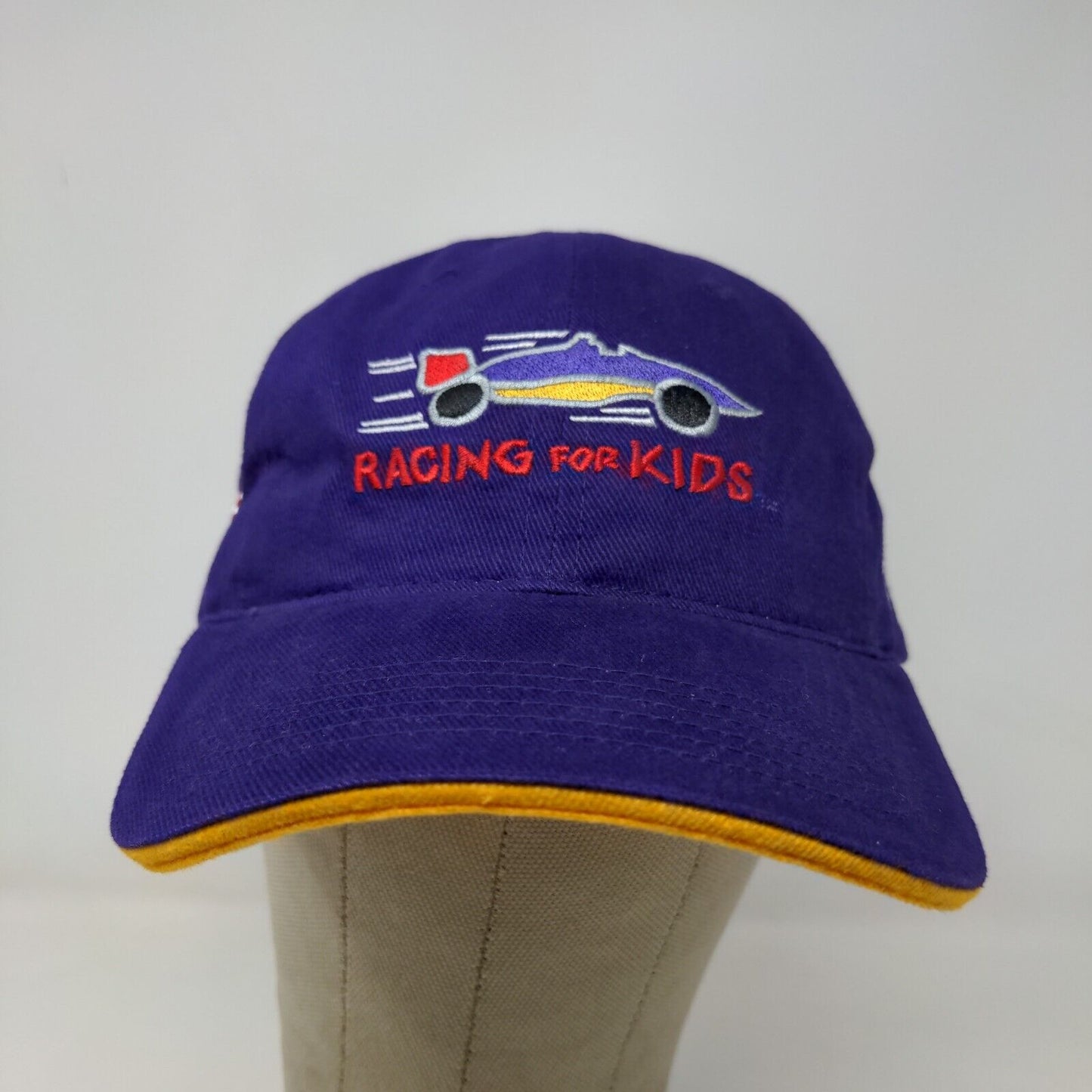 Racing for Kids Men's Strapback Hat Purple Yellow OSFA Embroidered Logo