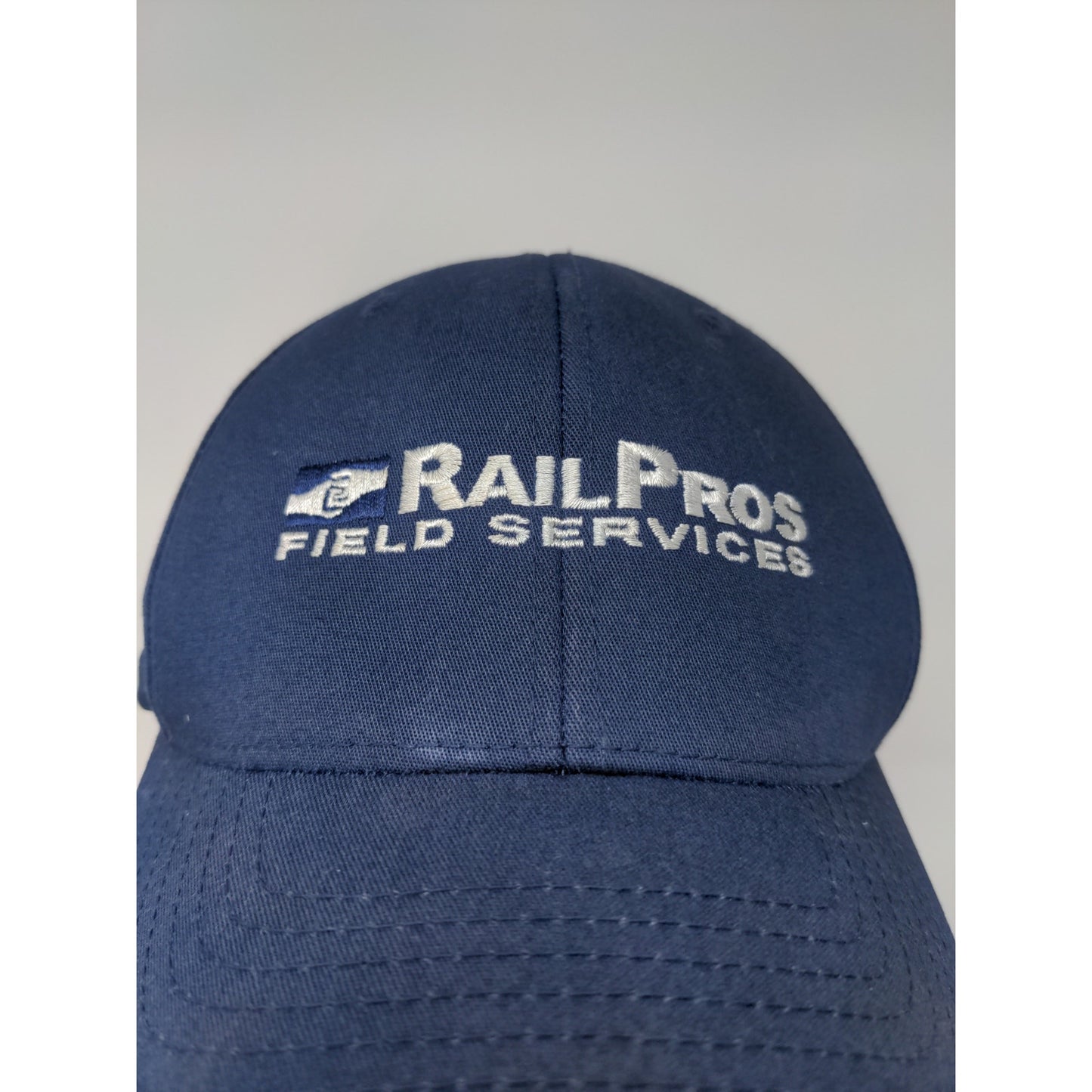 Rail Pros Port Authority FlexFit Hat Size L/XL BLue Embroidered Spell Out