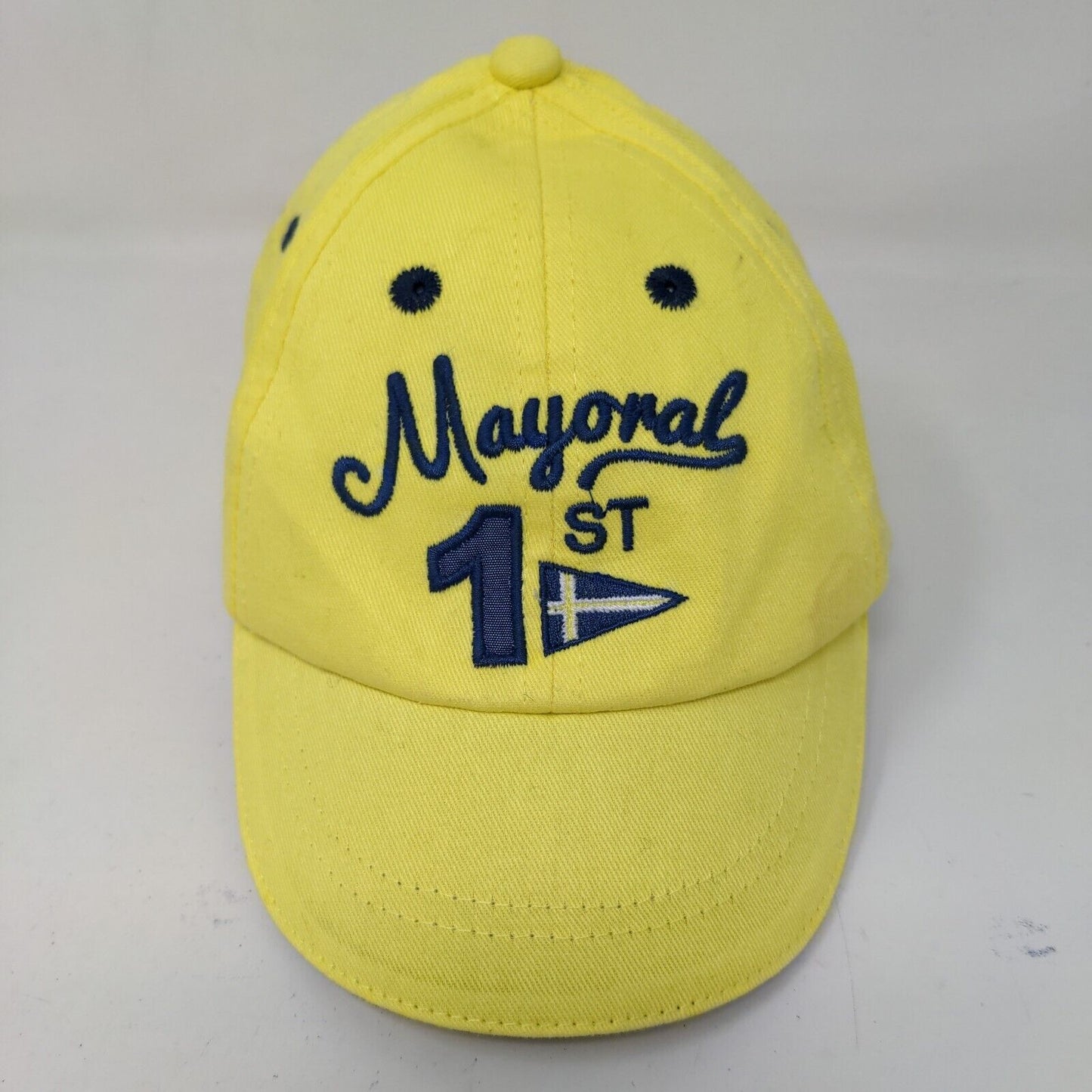 Mayoral Baby Hat Stretchy Yellow Size 14x25CM Embroidered Logo 100% Cotton