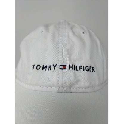 Tommy Hilfiger Slideback Hat White & Blue Embroidered Spell Out Logo One Size