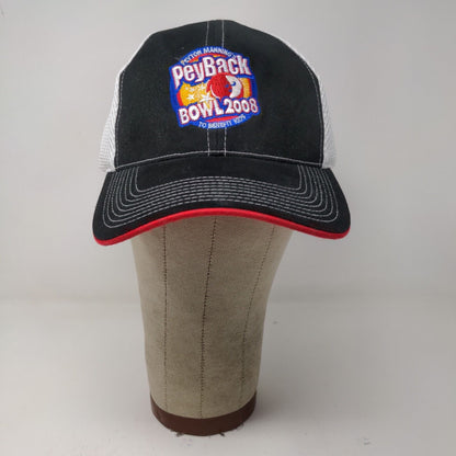 Peyton Manning PeyBack Bowl 2008 Hat Black White Embroidered Logo Mesh Back