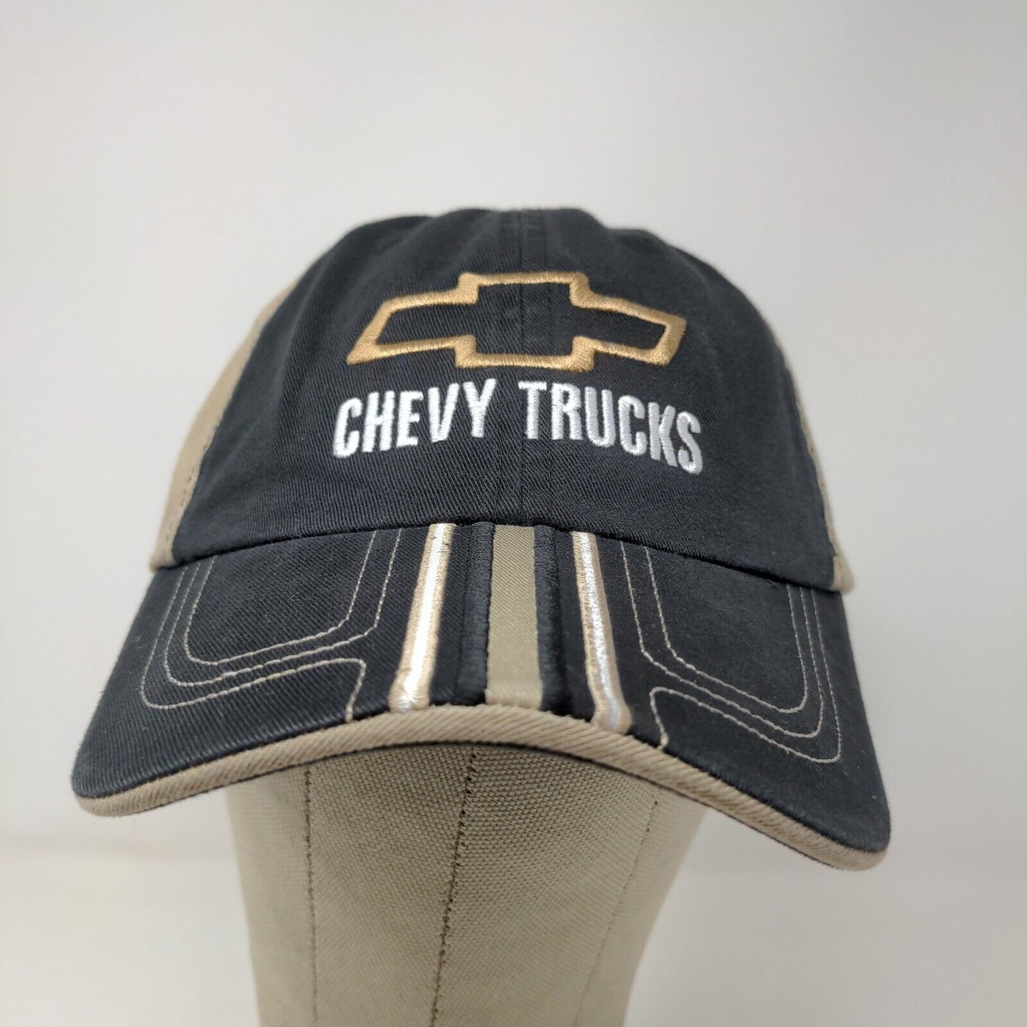 Checkered Flag Sports Men's Strapback Hat Black Tan Chevrolet Chevy Trucks