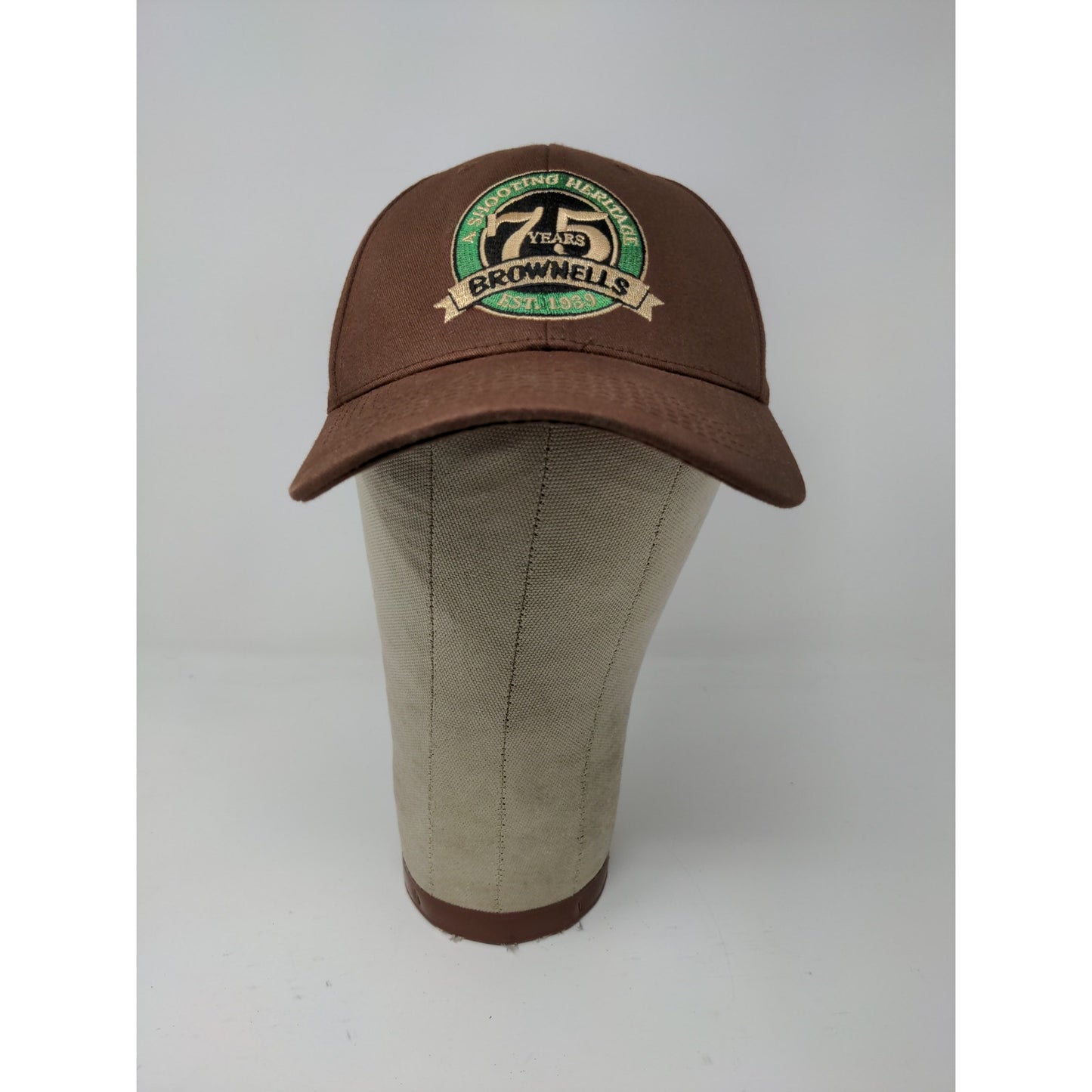 Brownells 75 Years Anniversary Strapback Hat Embroidered Logo Brown