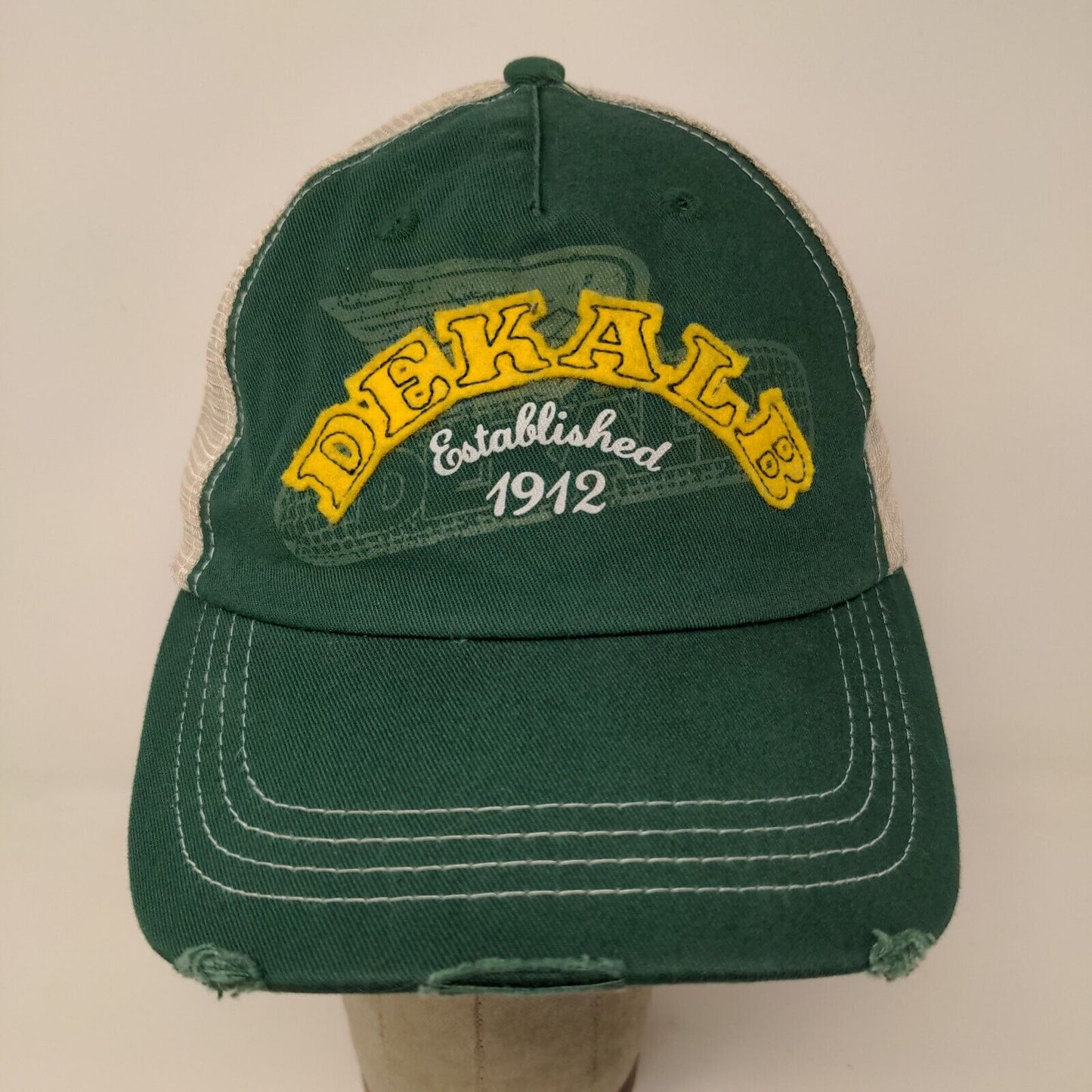 Dekalb Speed Mesh Back Strapback Hat Green Yellow OSFM Embroidered Logo