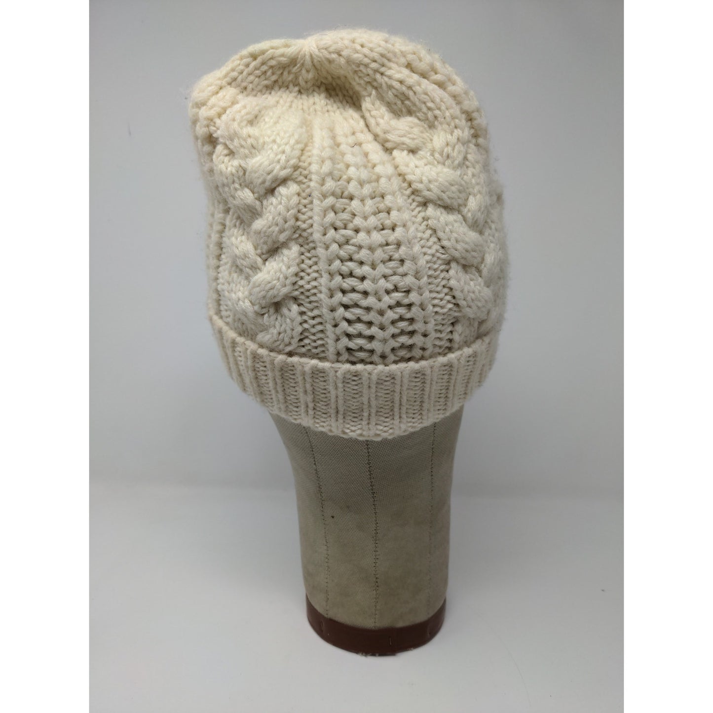 K Accessories Cable Knit Beanie Hat Cream 100% Recycle Material