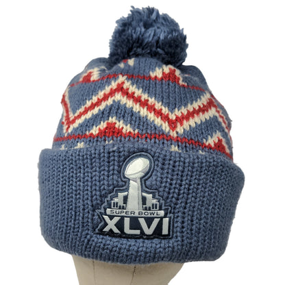 Reebok Team NFL Men's Super Bowl XLVI Knit Beanie Hat Blue OSFA Fiar Isle