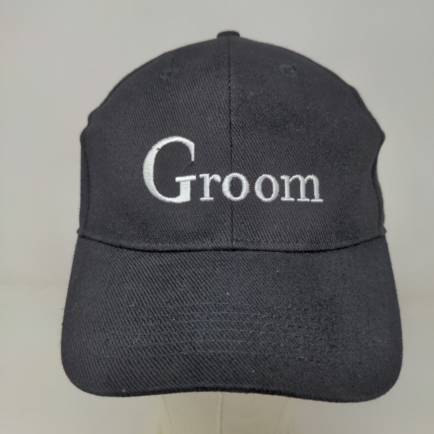 Unbranded Men's Stretchy Hat Black Size OSFM Wedding Groom Embroidered Logo