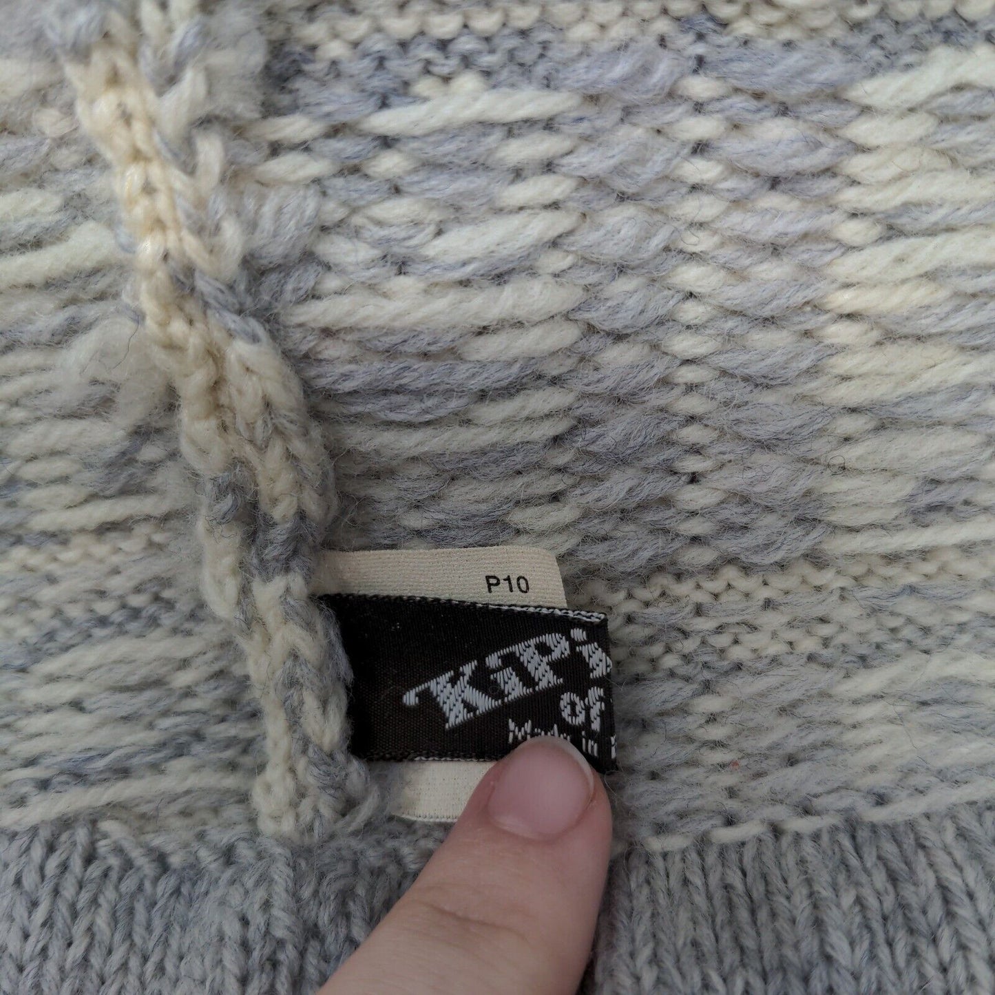 KiPi of Maine Beanie Hat Pom Pom Gray Red Warm Soft Made in USA