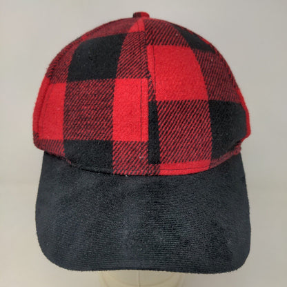 Unbranded Men's Buffalo Plaid Strapback Hat Black Red Adjustable Blank