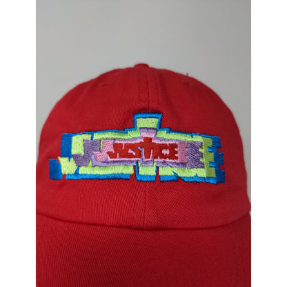 Justice Embroidered Logo Slideback Hat Red 100% Cotton Logo Colorful