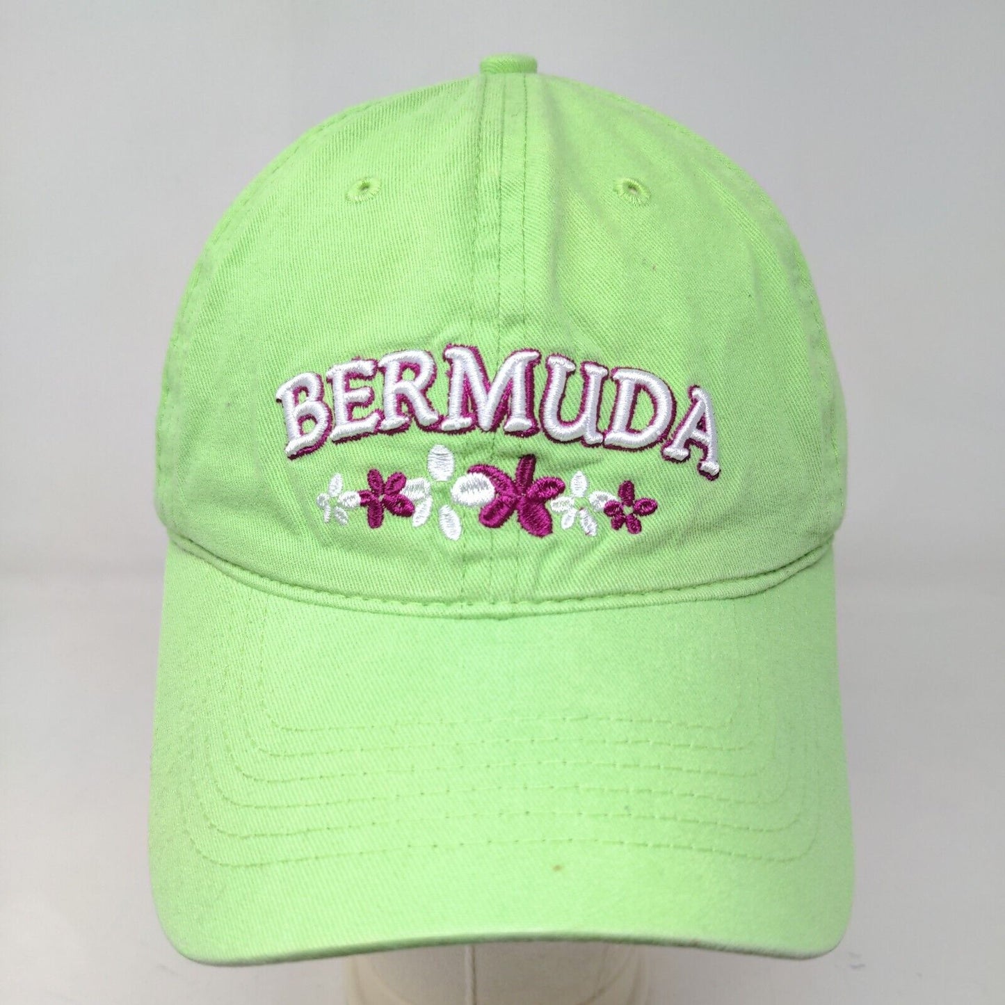 JHats Women's Strapback Hat Green Adjustable Embroidered Bermuda Logo Floral