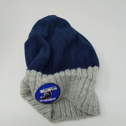 Place Weekend Warrior Beanie Hat Size L/XL 8+ Youth Boys Knit Cap Blue Gray