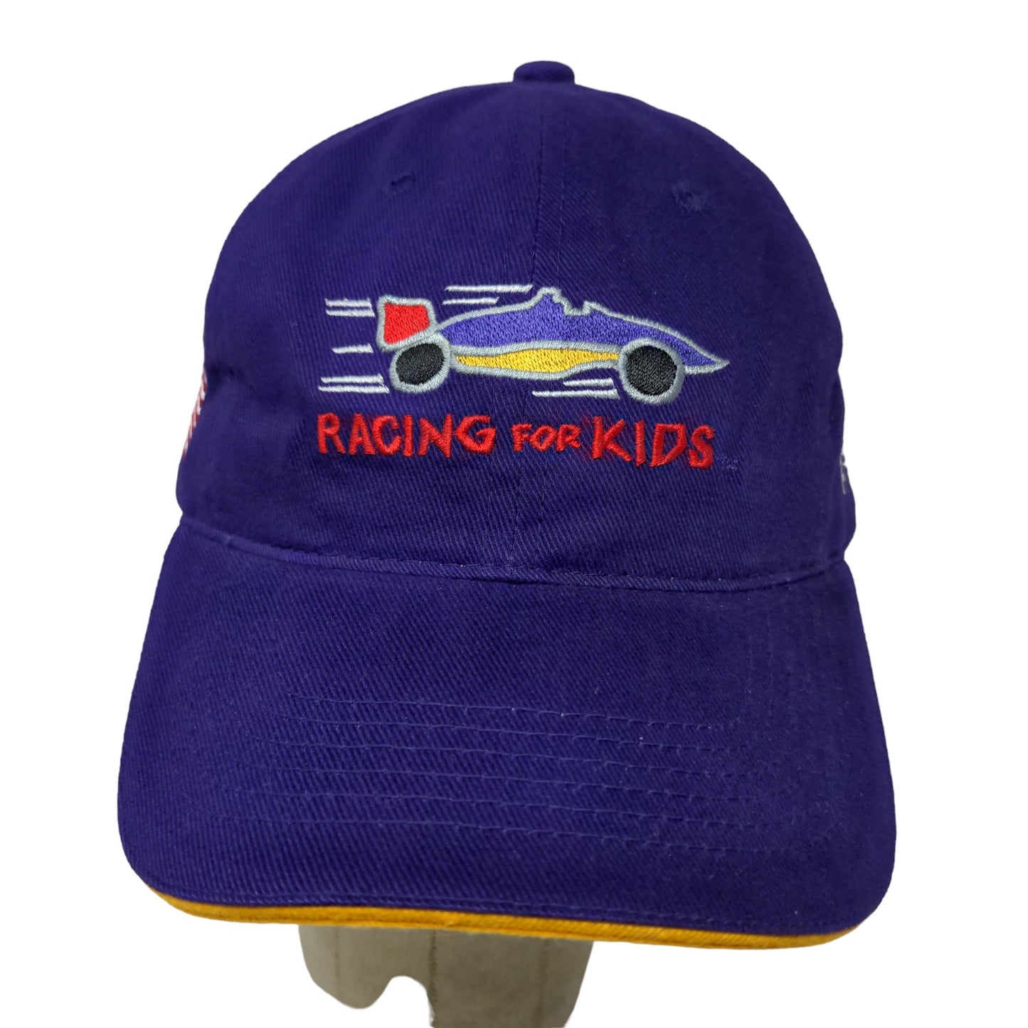 Racing for Kids Men's Strapback Hat Purple Yellow OSFA Embroidered Logo