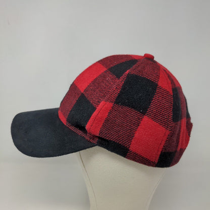 Unbranded Men's Buffalo Plaid Strapback Hat Black Red Adjustable Blank