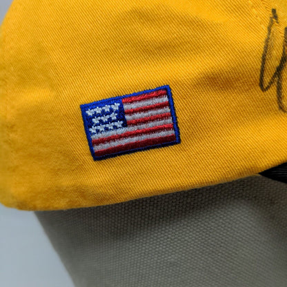 Racing for Kids Men's Strapback Hat Yellow Autographed Embroidered Logo