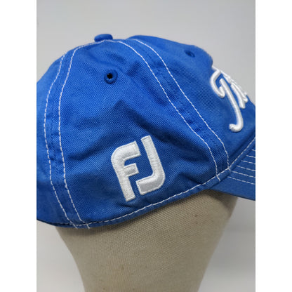 Titleist FJ Pro V1 Slideback Golf Hat Blue White Embroidered Spell Out Logo