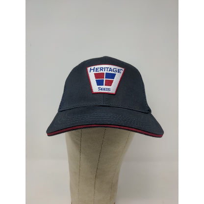 Heritage Seeds Diener Soybeans Strapback Meshback Hat OSFA Black Blue Patch Logo