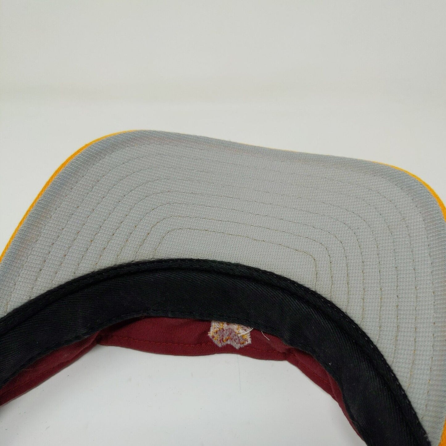 DeLong Strapback Sun Visor Hat Red & Yellow Embroidered Logo MC