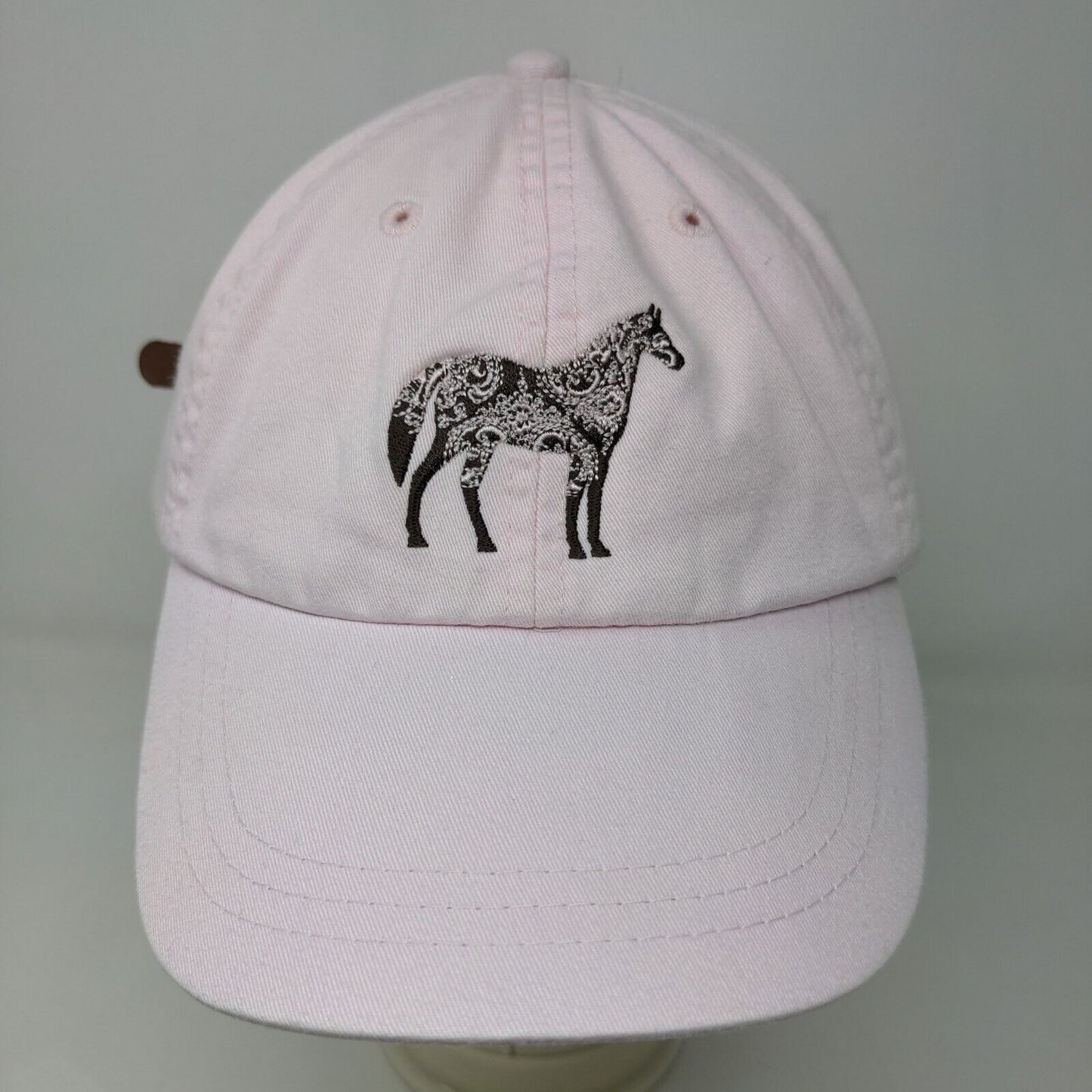 Adams Women's Slideback Hat Pink Embroidered Horse Equestrian Logo Cotton