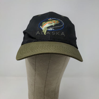 Tongass Men's Snapback Hat Black Green Alaska Embroidered Fish Logo