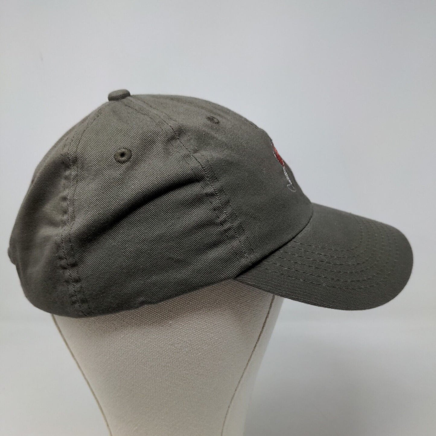 Unbranded Men's Slideback Hat Gray Beige 100% Cotton Embroidered Wine Logo