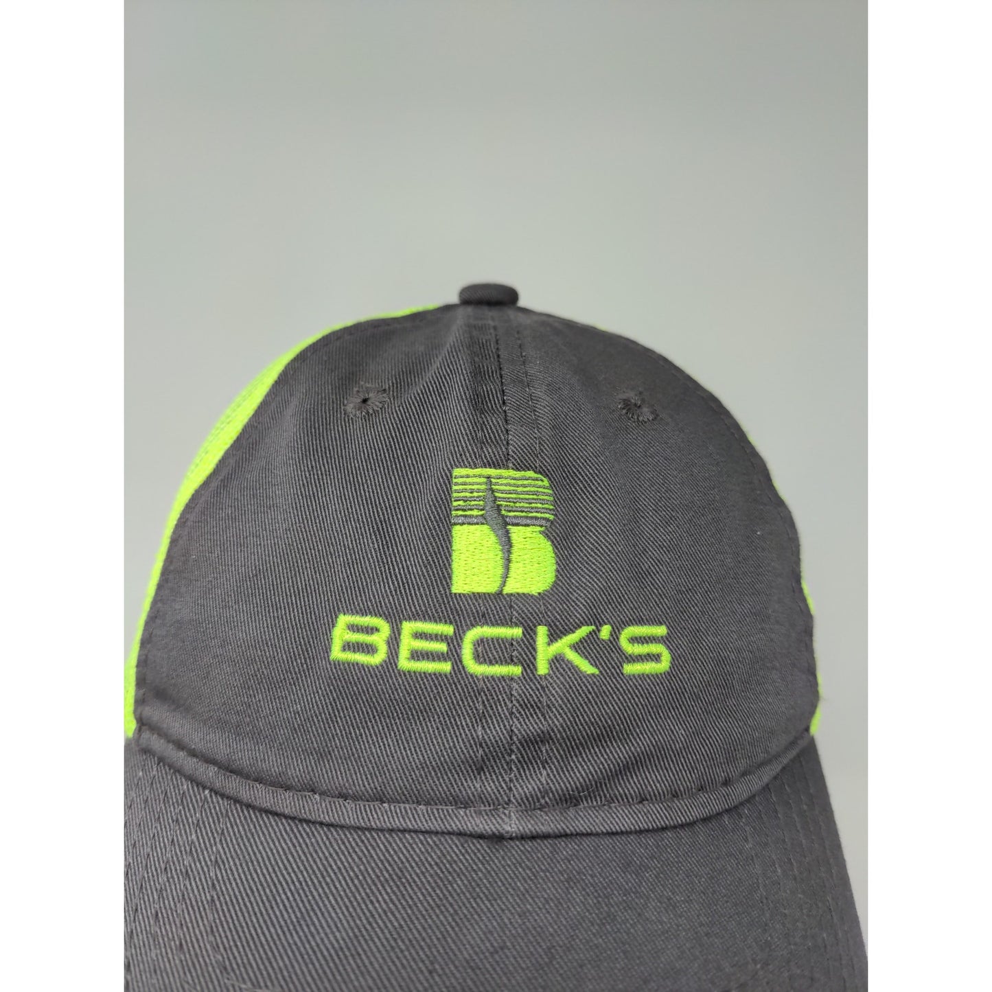 Youth Becks Hybrid Seeds Strapback Meshback Hat Black & Green Embroidered Logo