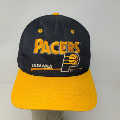 Twins Mens NBA Indiana Pacers Snapback Hat Black Yellow Embroidered Logo OSFA