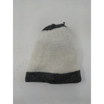 Vintage Youth Wigwam Mills Wool Beanie Hat Gray & White Made in USA