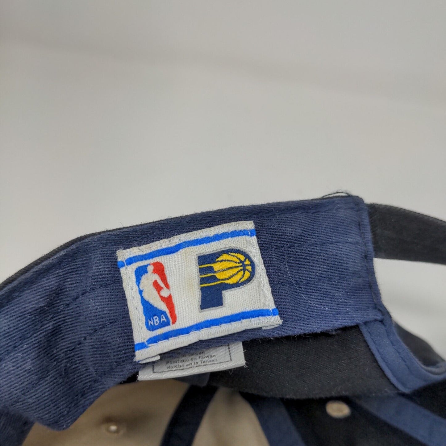 NBA Indiana Pacers Slideback Hat Embroidered Logo Tan Blue OSFA