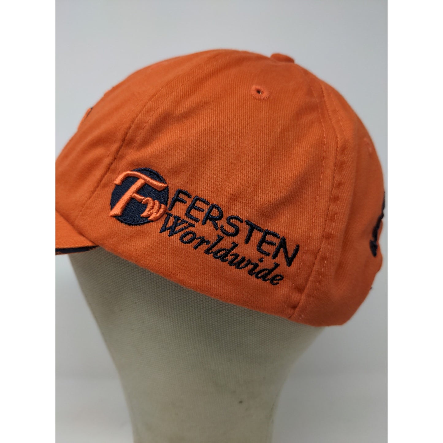 RARE CUSTOM SAMPLE Fersten Worldwide Slideback Hat Embroidered Logo Orange