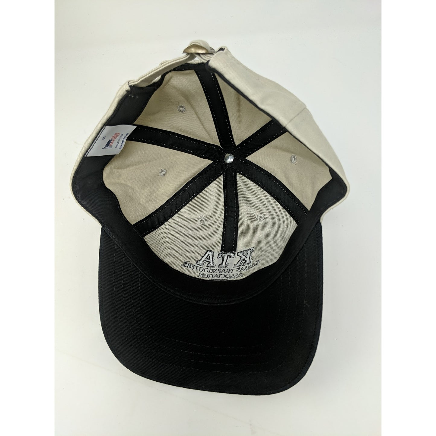 Mens KTA Kansas Trapshooters Association Hat Slideback OSFA Tan & Black Made USA
