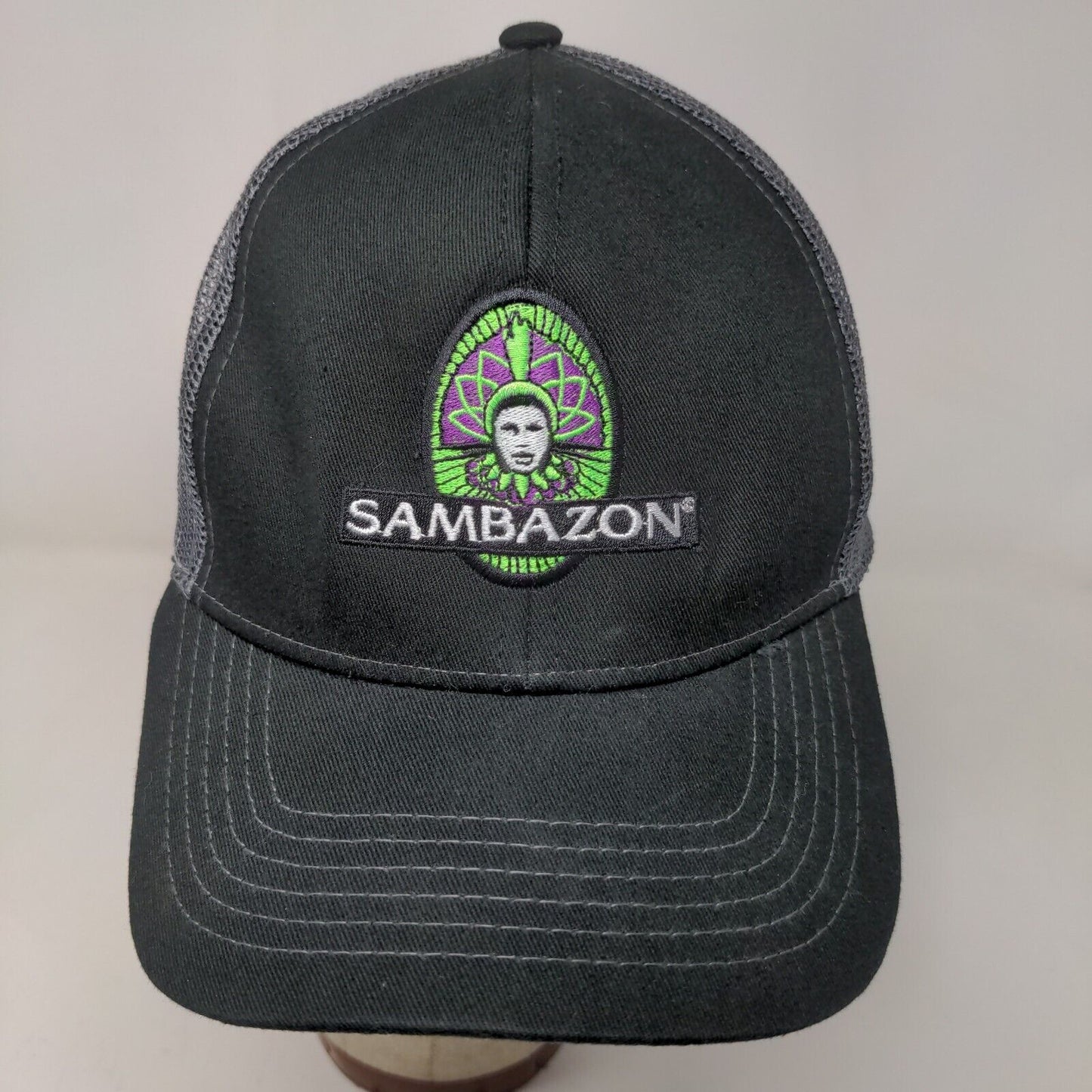 Sambazon Men's Snapback Mesh Back Hat Black OSFM Embroidered Logo