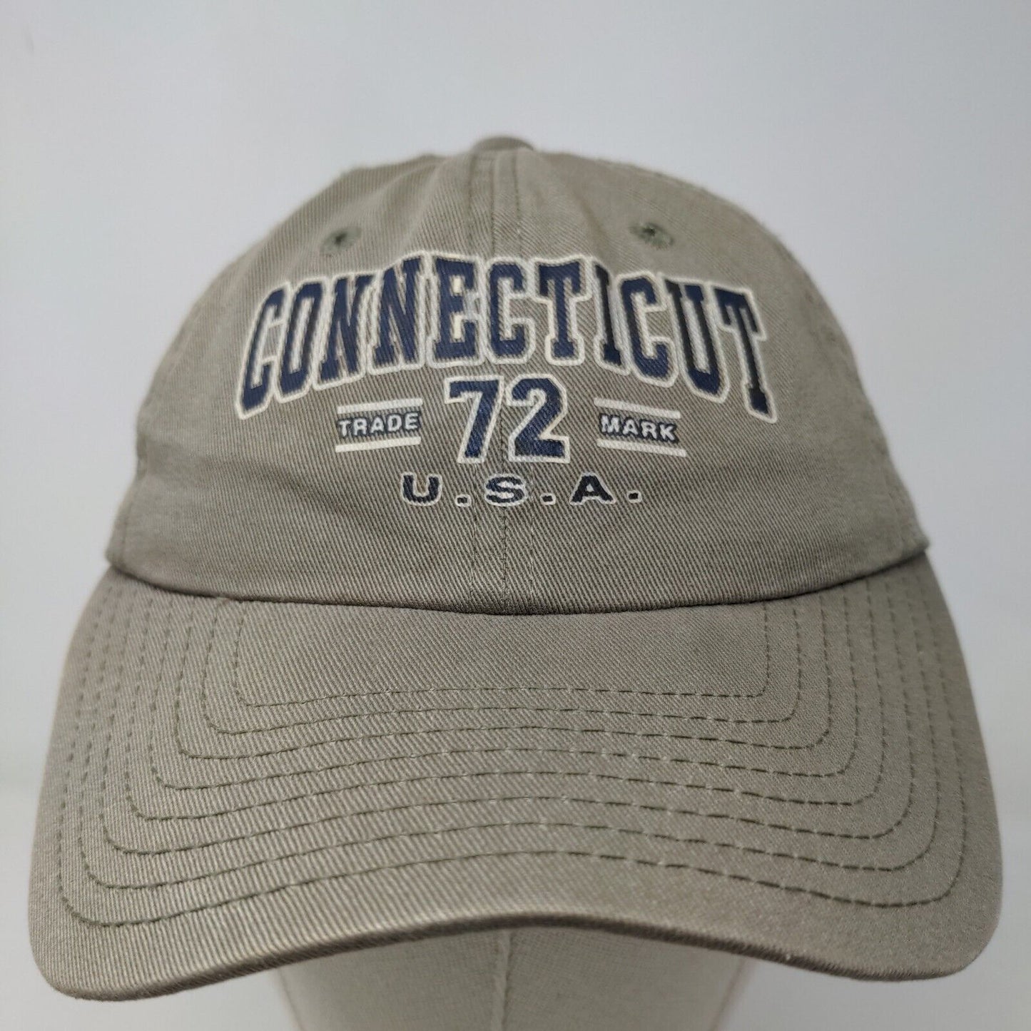 Infinity Men's Slideback Hat Green Brown OSFA Connecticut #72 Graphic Logo